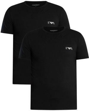 Emporio Armani 2 Pack Lounge Badge Fitted T-shirt - Black