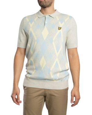 Lyle & Scott Cotton Argyle Knitted Polo Shirt - Green