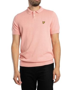 Lyle & Scott Cotton Short Sleeve Knitted Polo Shirt - Pink