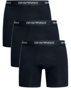 Emporio Armani 3 Pack Stretch Boxer Briefs - Blue