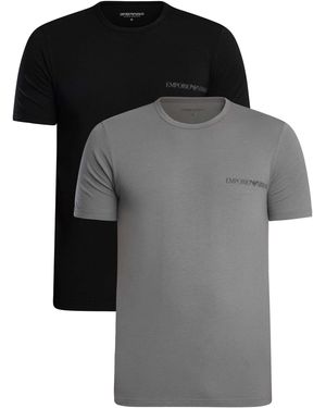 Emporio Armani 2 Pack Stretch Cotton Lounge T-shirts - Grey