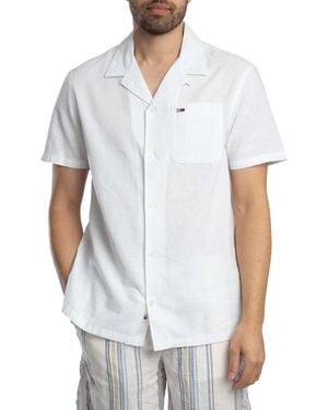 Tommy Hilfiger Linen Blend Camp Short Sleeved Shirt - White