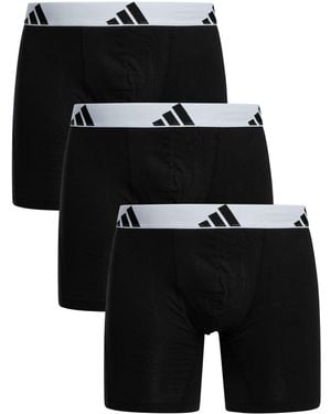 adidas 3 Pack Active Flex Cotton Boxer Briefs - Black