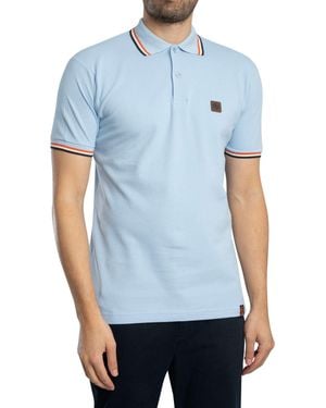 Trojan Three Colour Tipped Pique Polo Shirt - Blue