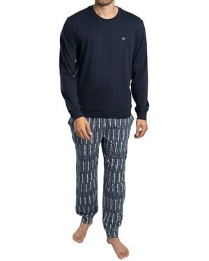 Emporio Armani Aop Longsleeved Pyjama Set - Blue