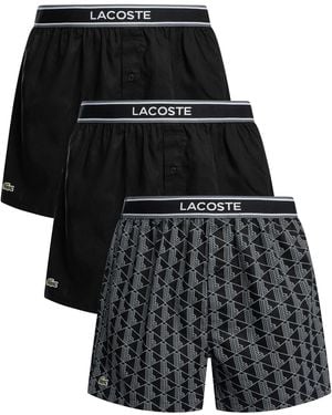 Lacoste 3 Pack Woven Boxers - Black