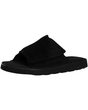 Clarks Solsbury Suede Sliders - Black