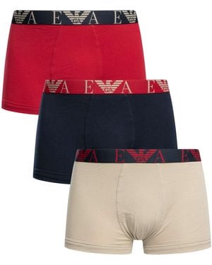 Emporio Armani 3 Pack Trunks - Blue