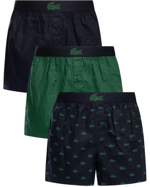 Lacoste 3 Pack Woven Boxer Trunks - Green