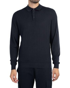 Antony Morato Wool Blend Longsleeved Polo Shirt - Blue