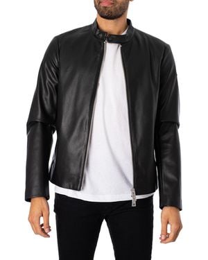 ARMANI EXCHANGE Faux Leather Jacket - Black