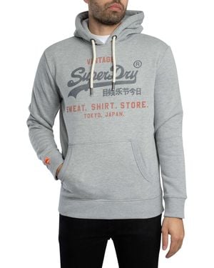 Superdry Vintage Logo Heritage Relaxed Pullover Hoodie - Grey