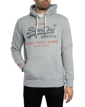 Superdry Vintage Logo Heritage Relaxed Pullover Hoodie - Grey