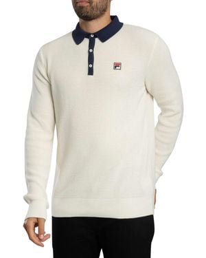 Fila Nowell Waffle Knitted Longsleeved Polo Shirt - White