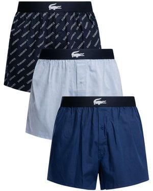 Lacoste 3 Pack Woven Boxers - Blue