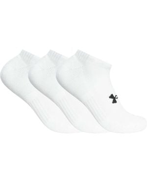 Under Armour 3 Pack Performance Tech No Show Socks - White