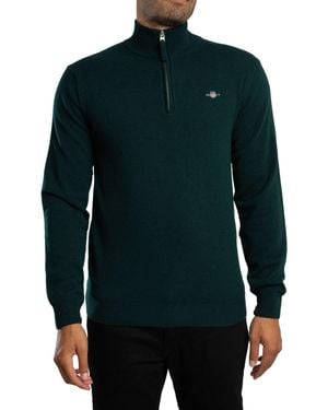 GANT Superfine Lambswool Half Zip Knit - Green