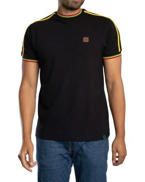 Trojan Three Colour Tipped Pique T-shirt - Black