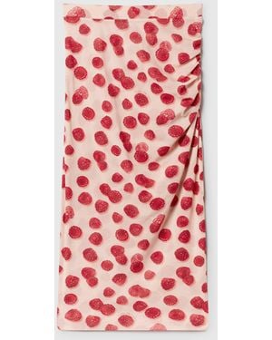 Stella McCartney Raspberry Print Mesh Midi Skirt - Red