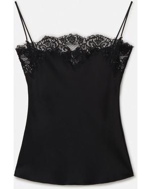 Stella McCartney Sleeveless Lace Satin Top - Black