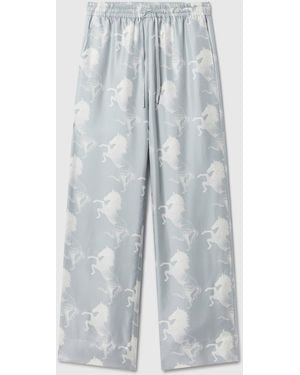 Stella McCartney Horse Print Silk Wide-leg Trousers - Multicolour