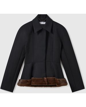 Stella McCartney Mink-Trim Peplum Jacket - Black