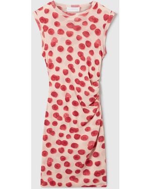 Stella McCartney Raspberry Print Mesh Mini Dress - White