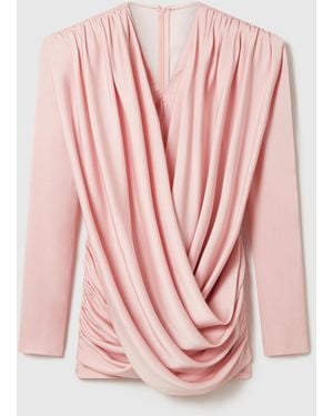 Stella McCartney Pleated Satin V-neck Mini Dress - Pink