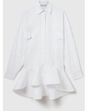 Stella McCartney Poplin Peplum Piqué Shirt Dress - White