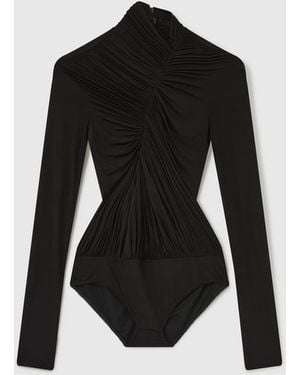 Stella McCartney Crepe Jersey Draped Bodysuit - Black
