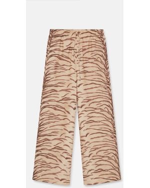 Stella McCartney Tiger Print High-rise Wide-leg Trousers - Natural