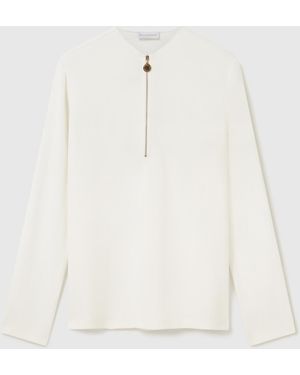 Stella McCartney Arlesa Double Split Hem Zip Blouse - Natural