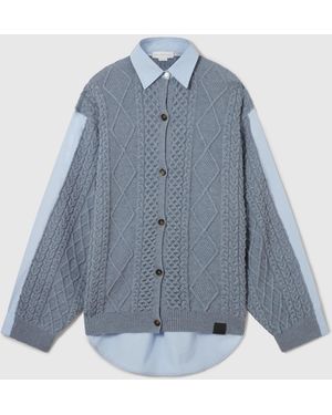 Stella McCartney Hybrid Knit Shirt Cardigan - Blue