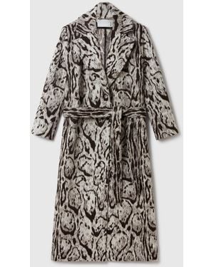 Stella McCartney Cloud Leopard Jacquard Belted Trench Coat - White