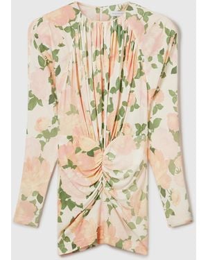Stella McCartney Peony Print Long-Sleeve Mini Dress - White
