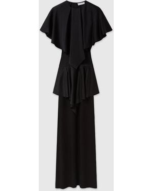 Stella McCartney Tiered Pleated Satin Gown - Black
