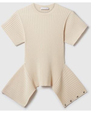 Stella McCartney Peplum Knit T-Shirt - Natural