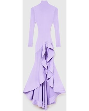 Stella McCartney Crepe Jersey Frill Cocktail Dress - Purple