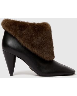 Stella McCartney Mink Trim Ankle Boots - Brown