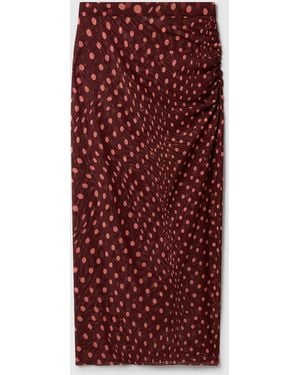 Stella McCartney Polka Dot Mesh Long Skirt - Red