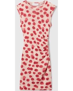 Stella McCartney Raspberry Print Mesh Mini Dress - White