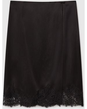 Stella McCartney Lace Satin Midi Skirt - Black
