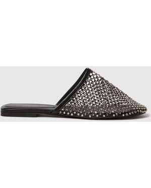Stella McCartney Flat Slide Crystal Mesh Sandals - White