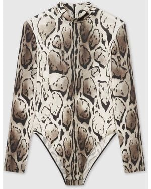 Stella McCartney Cloud Leopard High-Neck Bodysuit - White
