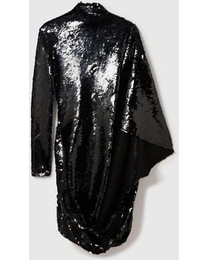 Stella McCartney Long-Sleeve Sequin Draped Mini Dress - Black