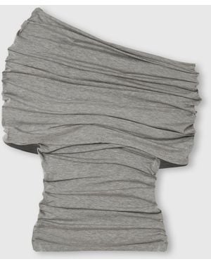 Stella McCartney One Shoulder Twisted Wrap Top - Grey