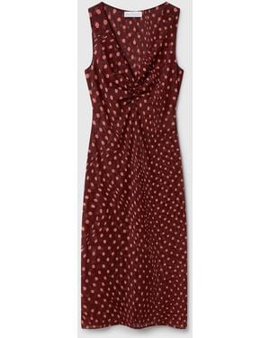 Stella McCartney Polka Dot Mesh V-neck Midi Dress - Red