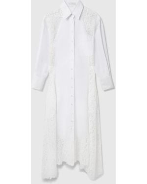 Stella McCartney Lace-Panelled Poplin Dress - White