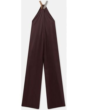 Stella McCartney Chain Halterneck Satin Jumpsuit - Purple