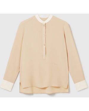 Stella McCartney Contrast Panel Grandfather Collar Shirt - Natural